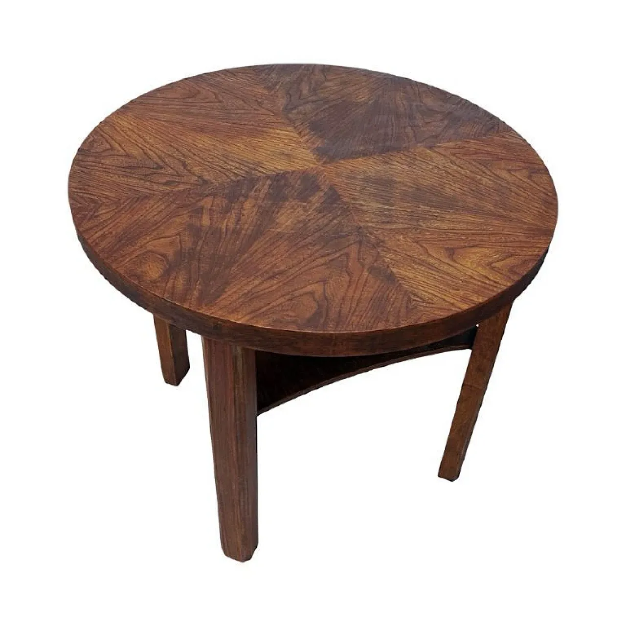 Art Deco wooden round coffee table, 1960s 7