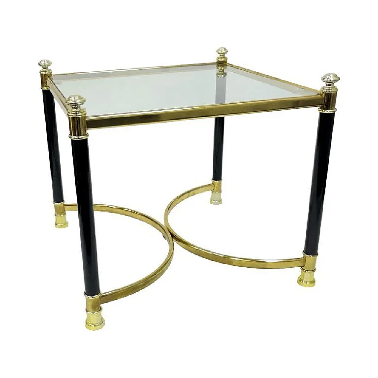 Hollywood Regency side table in brass and glass, 1970s 1