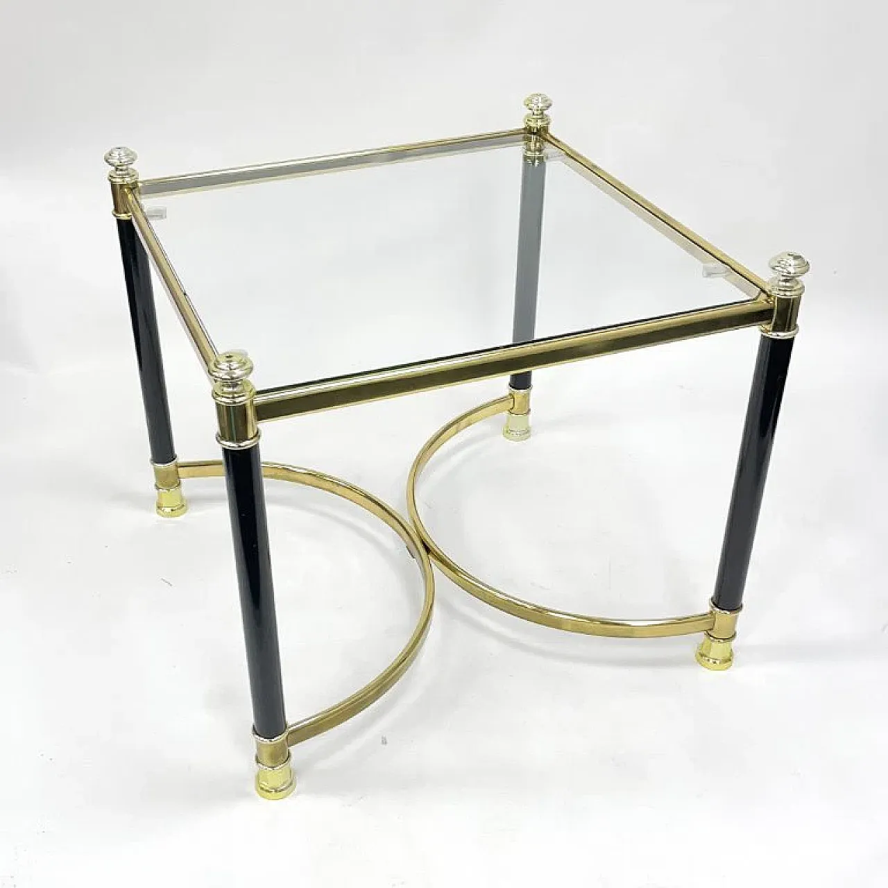 Hollywood Regency side table in brass and glass, 1970s 2