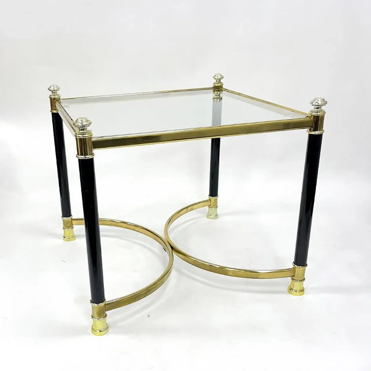 Hollywood Regency side table in brass and glass, 1970s 3