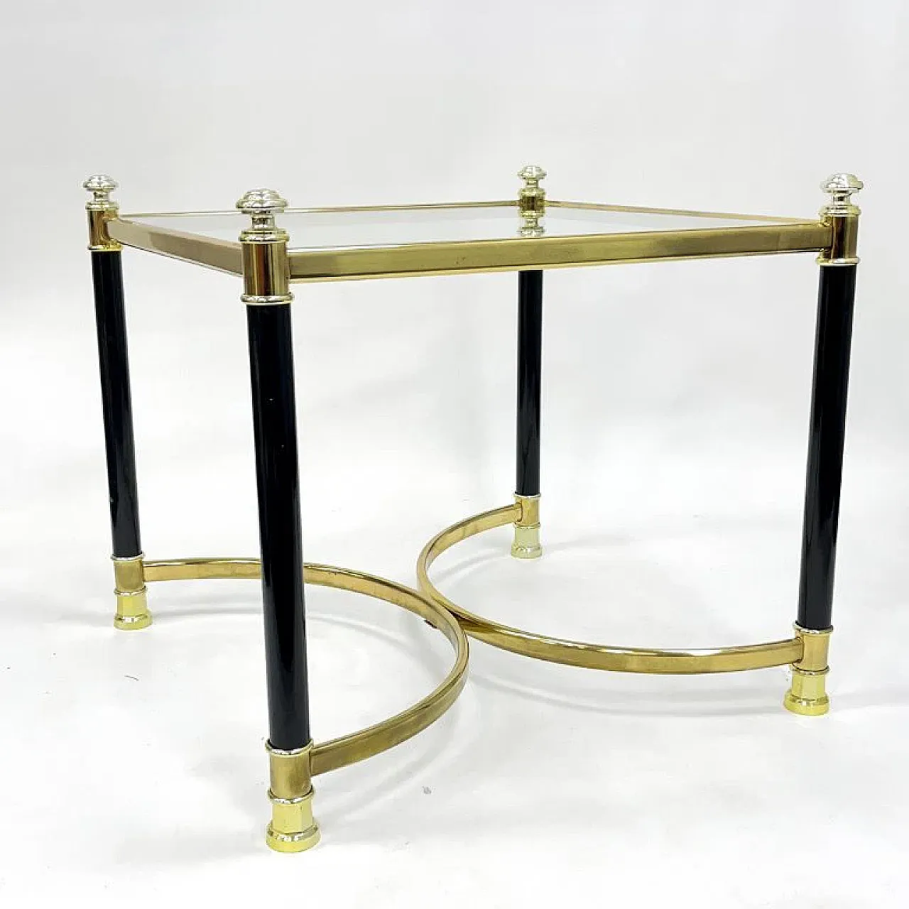Hollywood Regency side table in brass and glass, 1970s 6