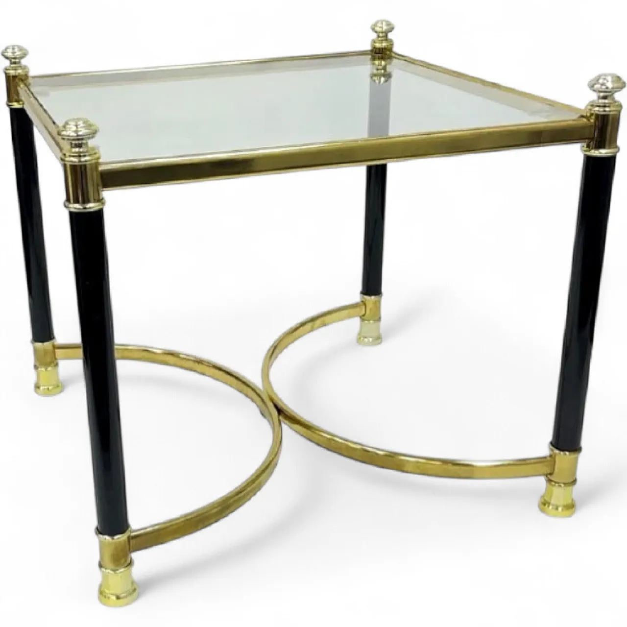 Hollywood Regency side table in brass and glass, 1970s 11