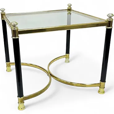 Hollywood Regency side table in brass and glass, 1970s