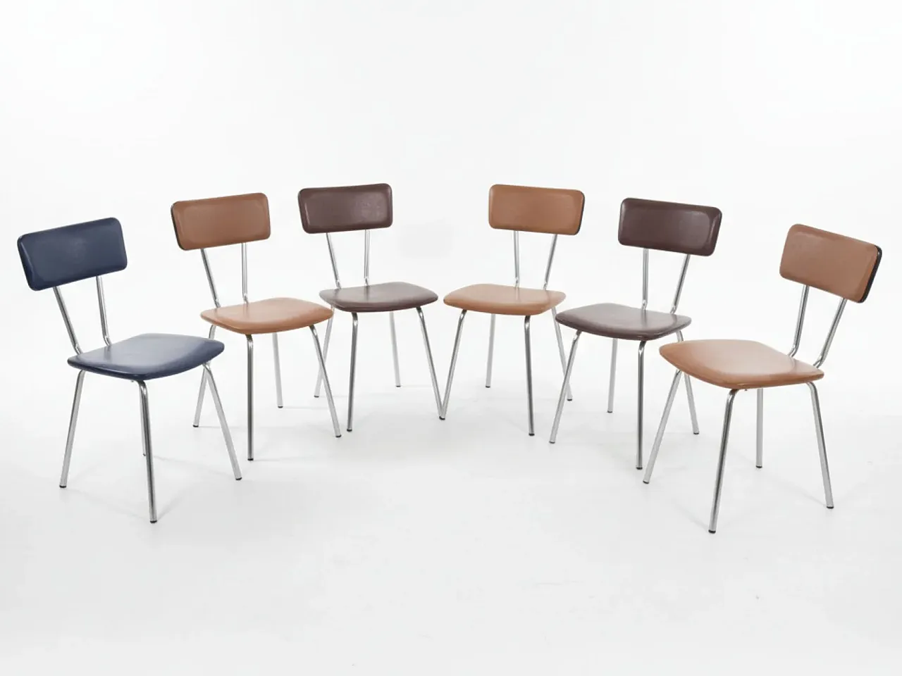 6 Sedie da pranzo cromate Mid-Century, anni '60 1