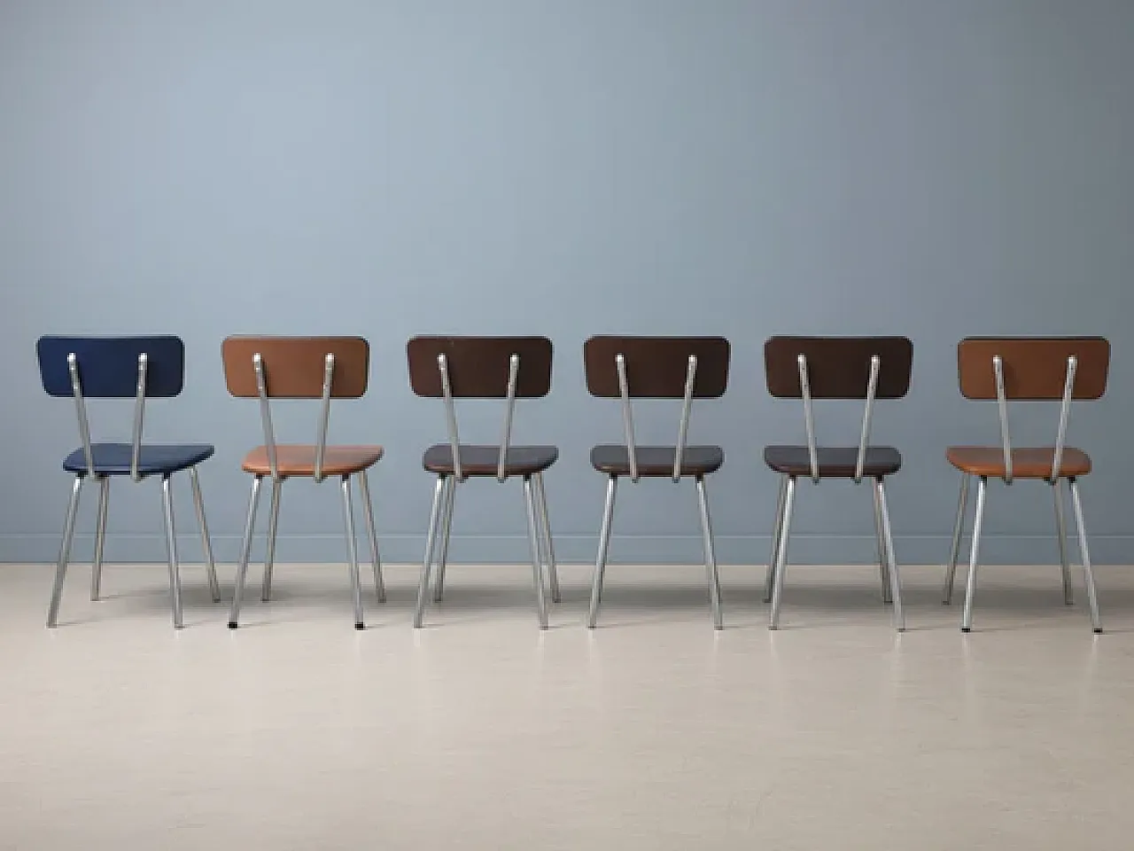 6 Sedie da pranzo cromate Mid-Century, anni '60 4
