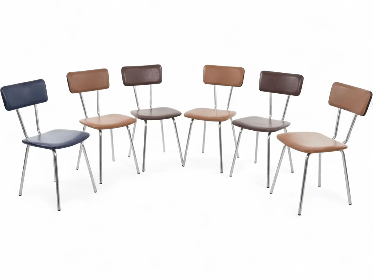 6 Sedie da pranzo cromate Mid-Century, anni '60 6