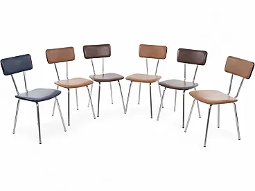6 Sedie da pranzo cromate Mid-Century, anni '60