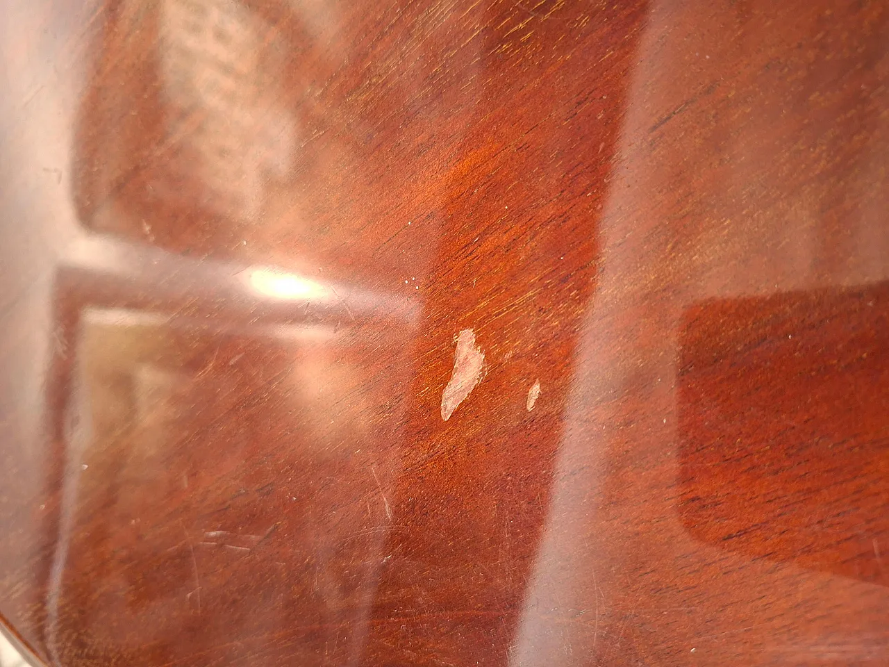 Table with 4 chairs in carved and inlaid cherry, 19th century 2