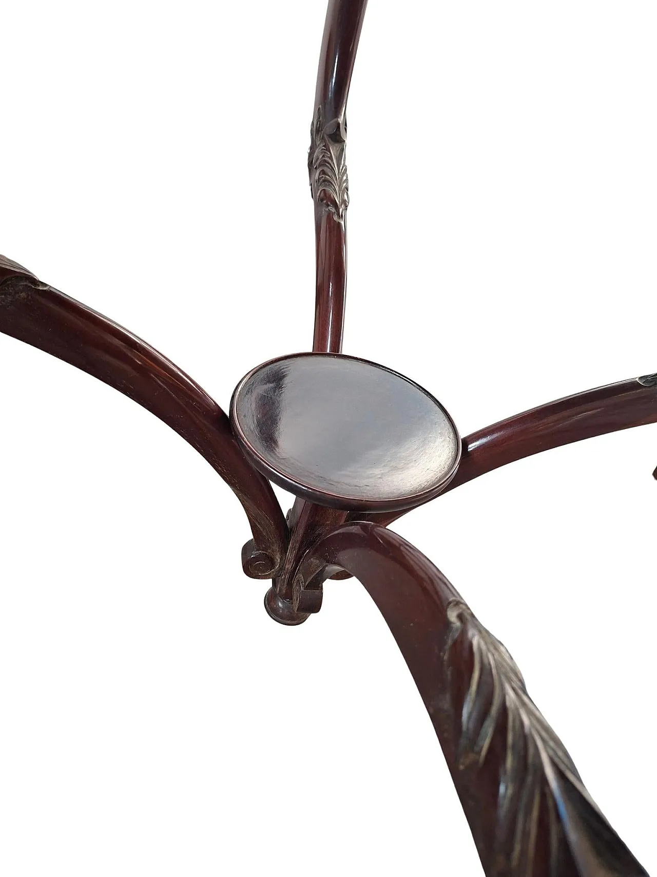 Table with 4 chairs in carved and inlaid cherry, 19th century 6