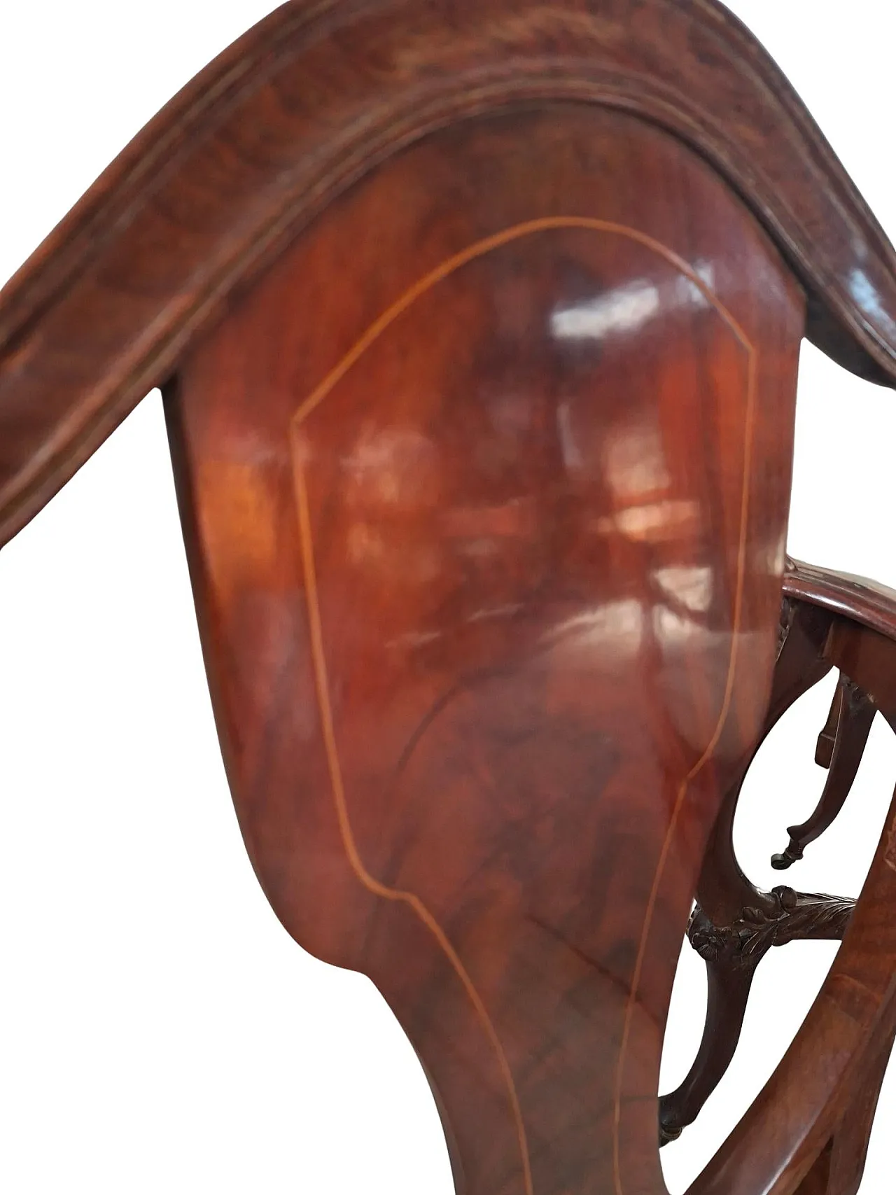 Table with 4 chairs in carved and inlaid cherry, 19th century 14