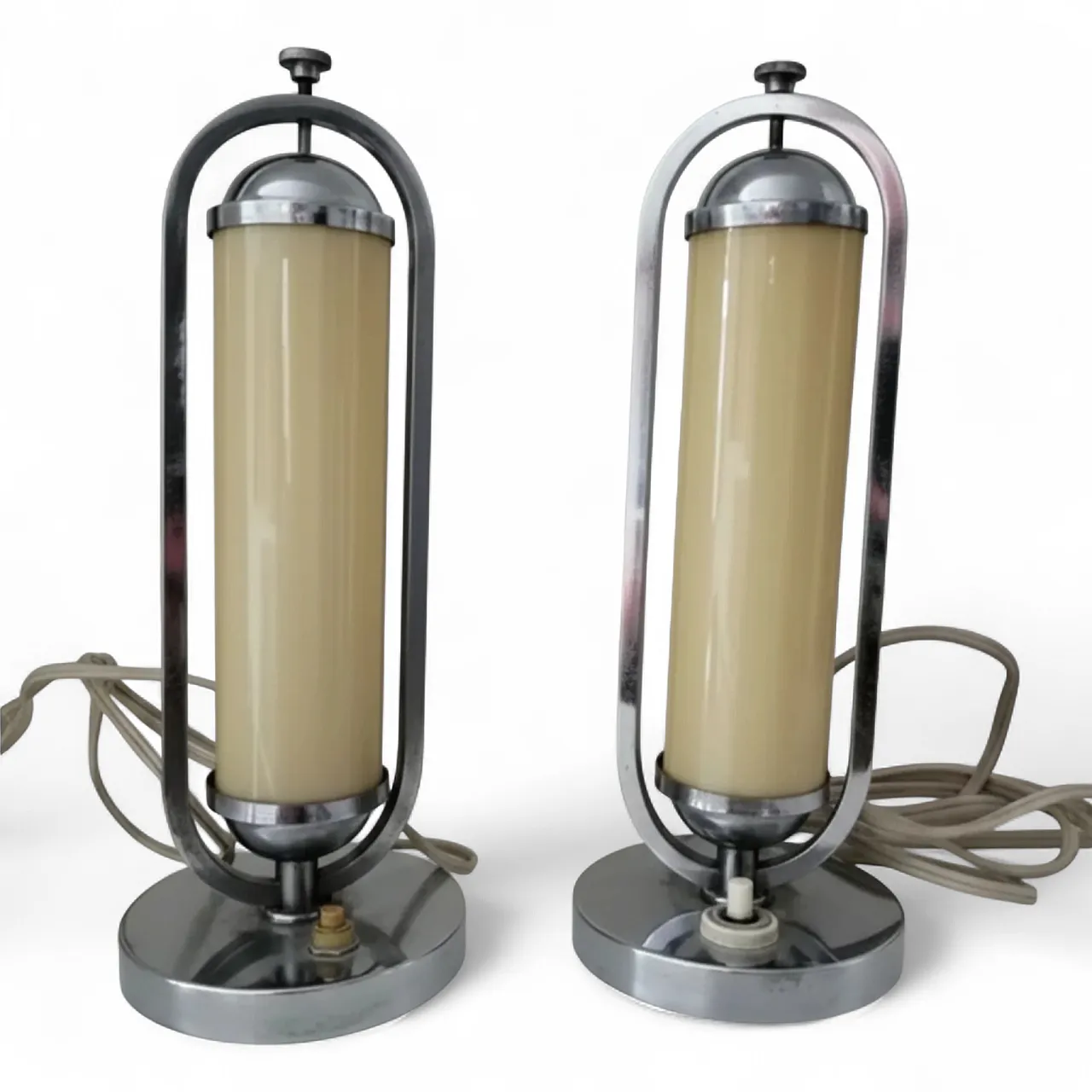 Pair of Bauhaus functionalist chrome table lamps, 1930s 5