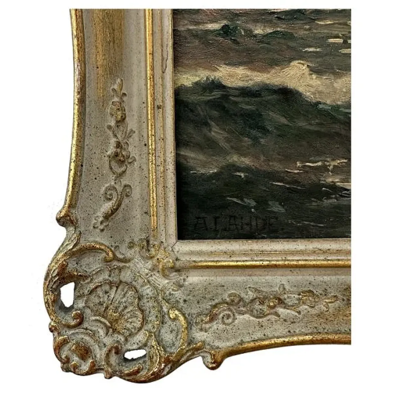 Navy with Sailing Ships in the Agitated Sea by A.Lahde, 19th century 5