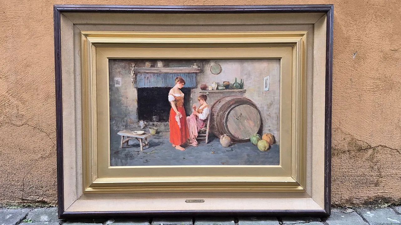 Girls in a Rural Environment by Vincenzo Caprile, 19th century 1