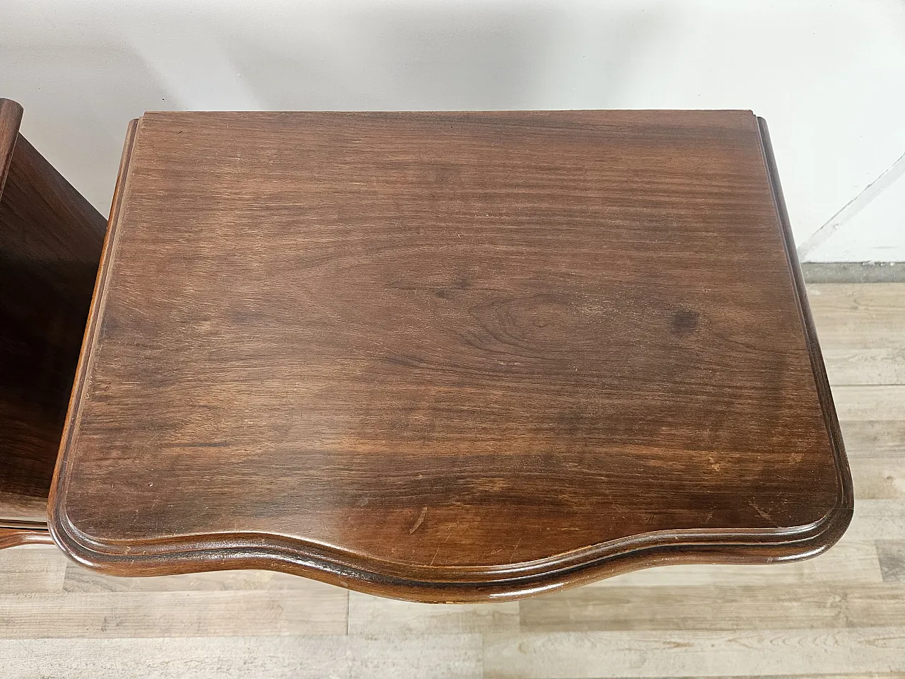 Chippendale bedside tables with curved doors and carved legs, 50s 6