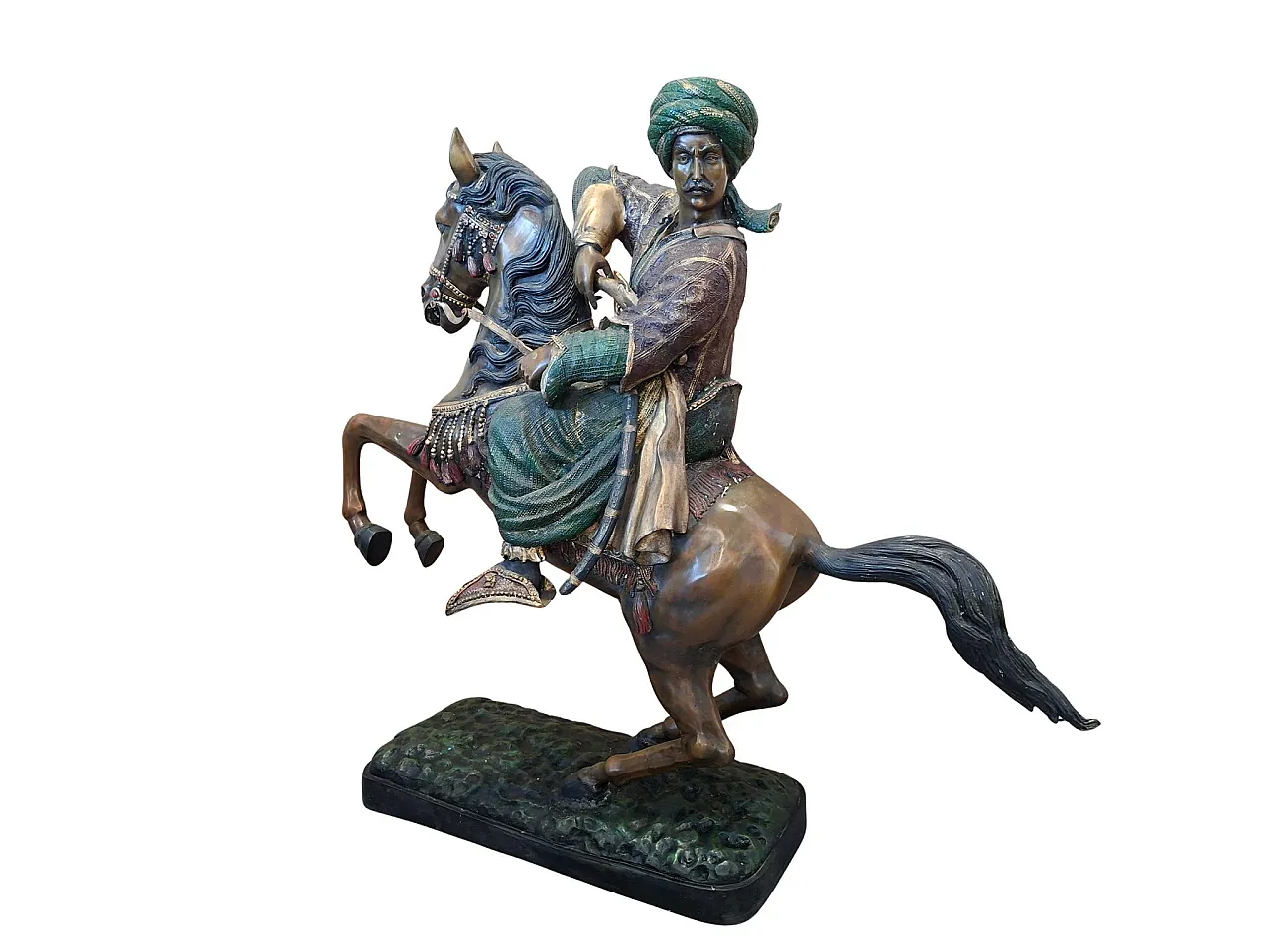 Oriental Knight on Horseback, bronze sculpture, 19th century 3