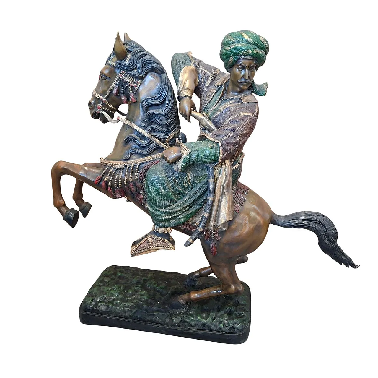 Oriental Knight on Horseback, bronze sculpture, 19th century 6