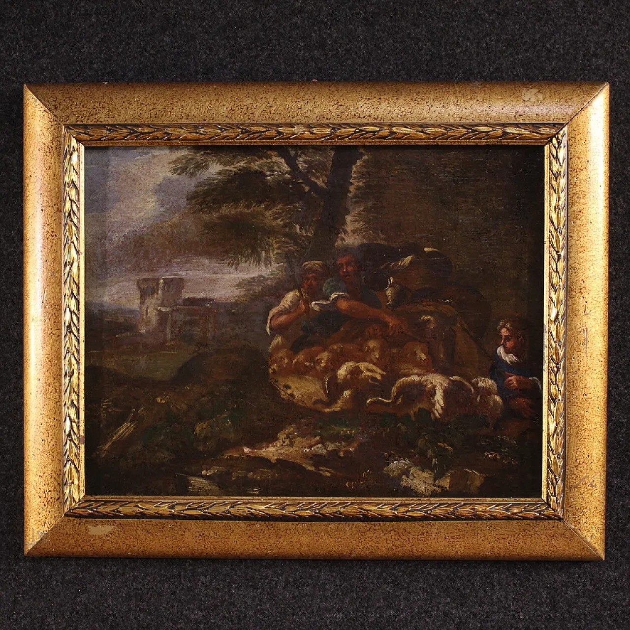 Italian painting landscape with pastoral scene, 18th century 1