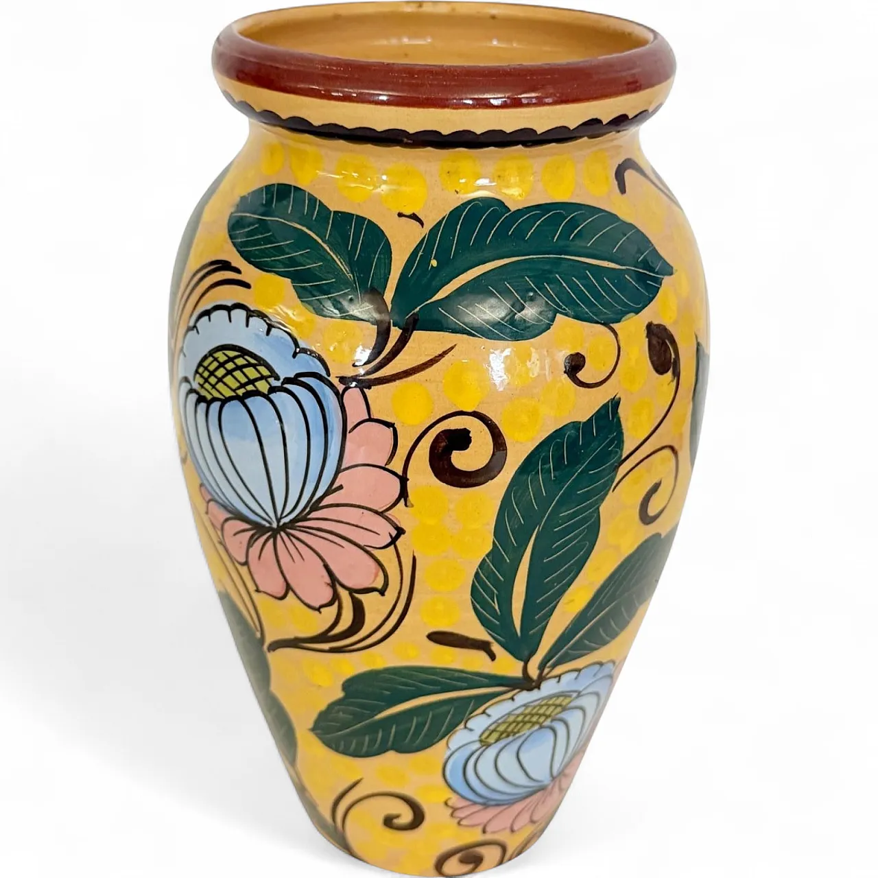 Art Deco glazed earthenware Vase with Futurist Floral Motifs, 30s 11