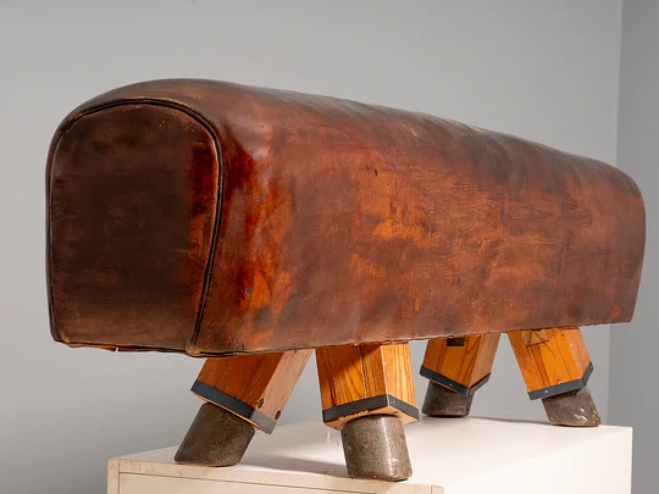 Leather gym bench Bauhaus style, 1920s 6