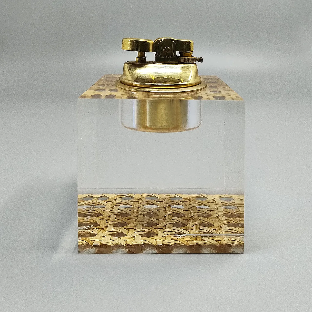 Table lighter in Vienna straw by Geolel, 1970s 1