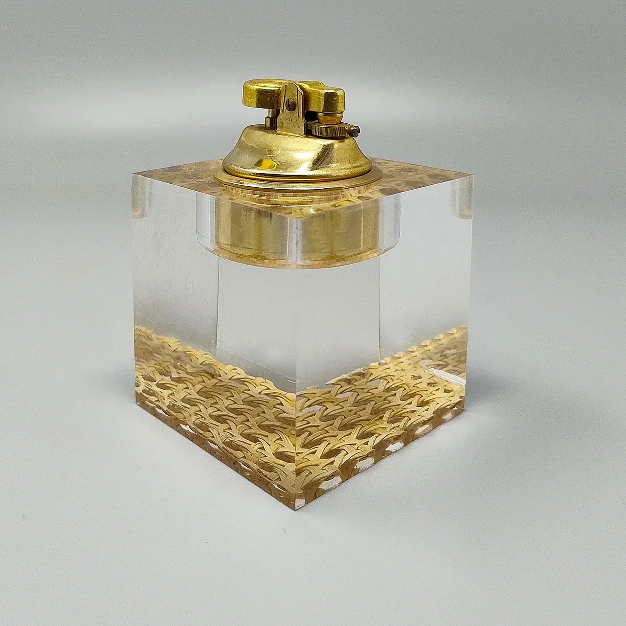 Table lighter in Vienna straw by Geolel, 1970s 2