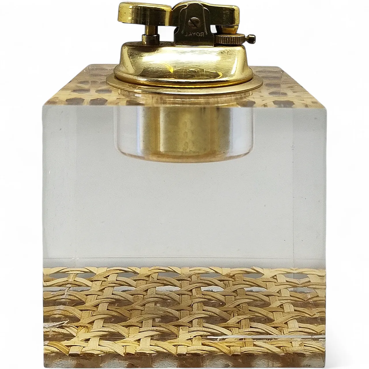 Table lighter in Vienna straw by Geolel, 1970s 4