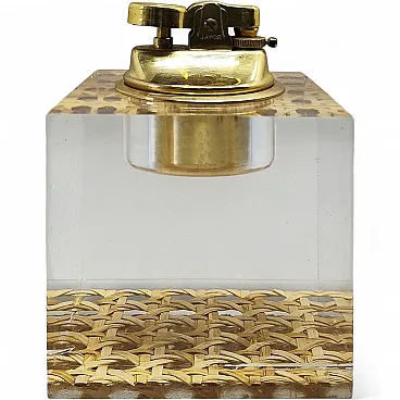 Table lighter in Vienna straw by Geolel, 1970s