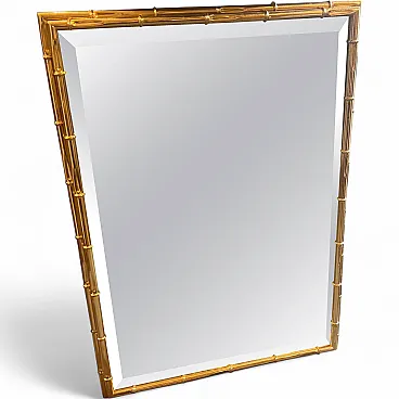 Hollywood Regency bamboo shaped brass wall mirror, 1970s