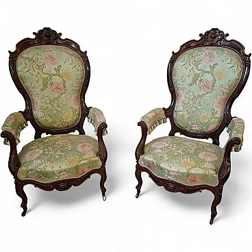 Pair of armchairs Balloon Back, 19th century