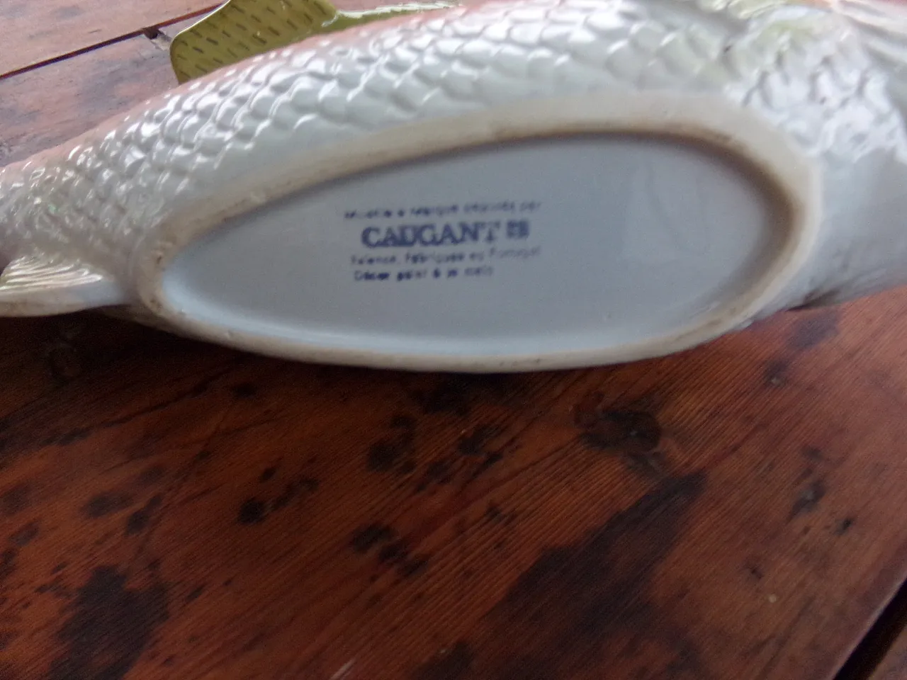 Salmon Pate Dish Faience Terrine Green and Pink. 70s 4