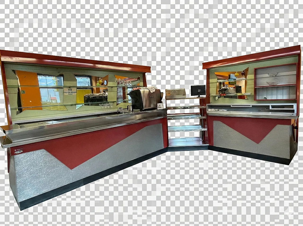 Imponente Bancone Bar Professionale Italiano 1956 - Design Industriale 1