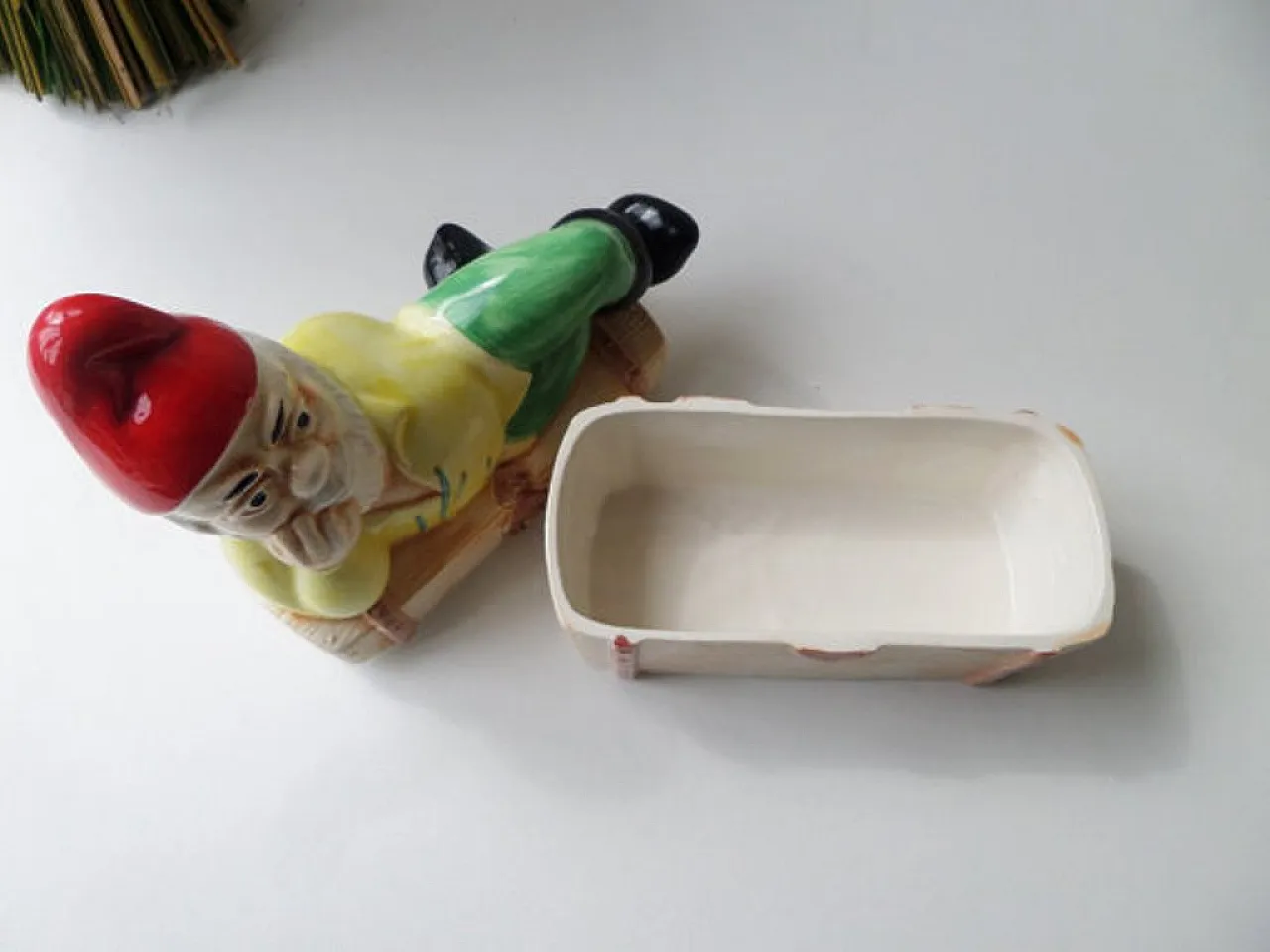 Collectible Dwarf Gnome Faience trinket box, 80s 2