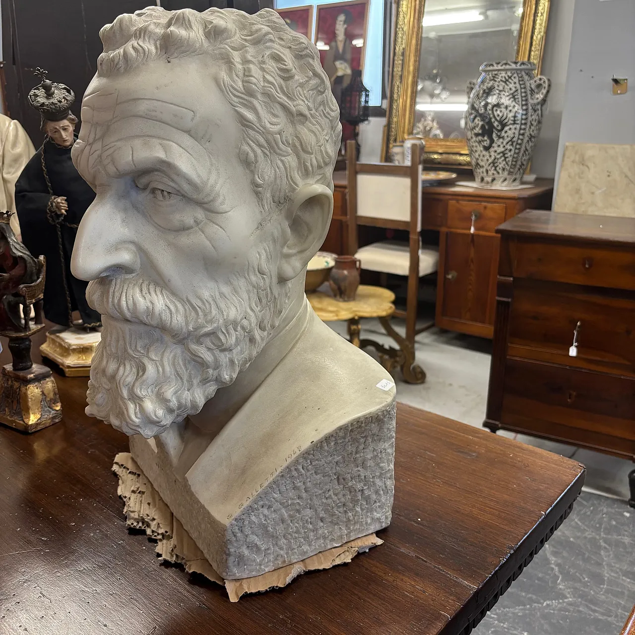 Carrara marble sculpture, signed Guido Galetti, 1948 2