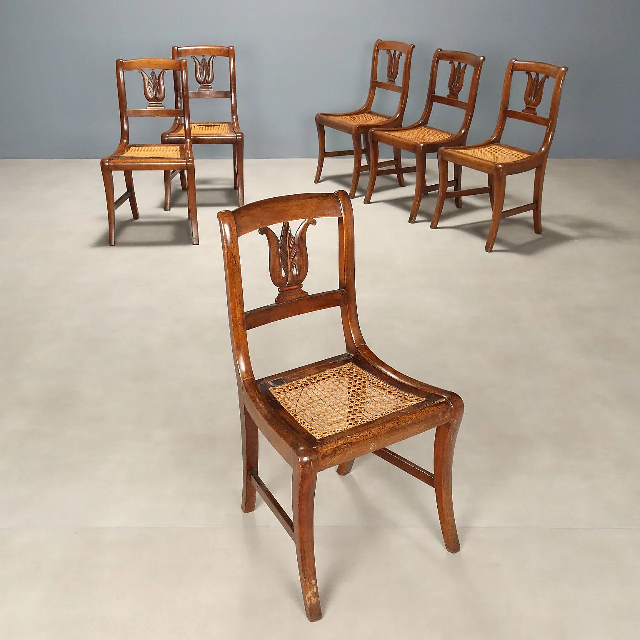 6 Sedie in noce e paglia di Vienna, metà '800 1