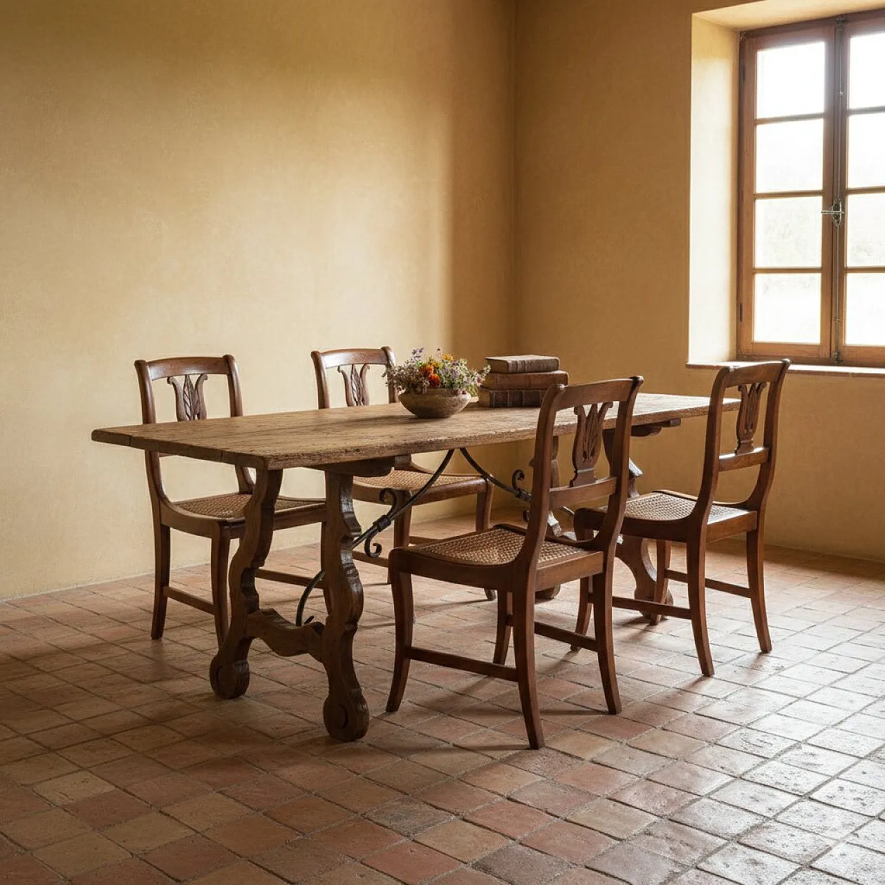 6 Sedie in noce e paglia di Vienna, metà '800 2