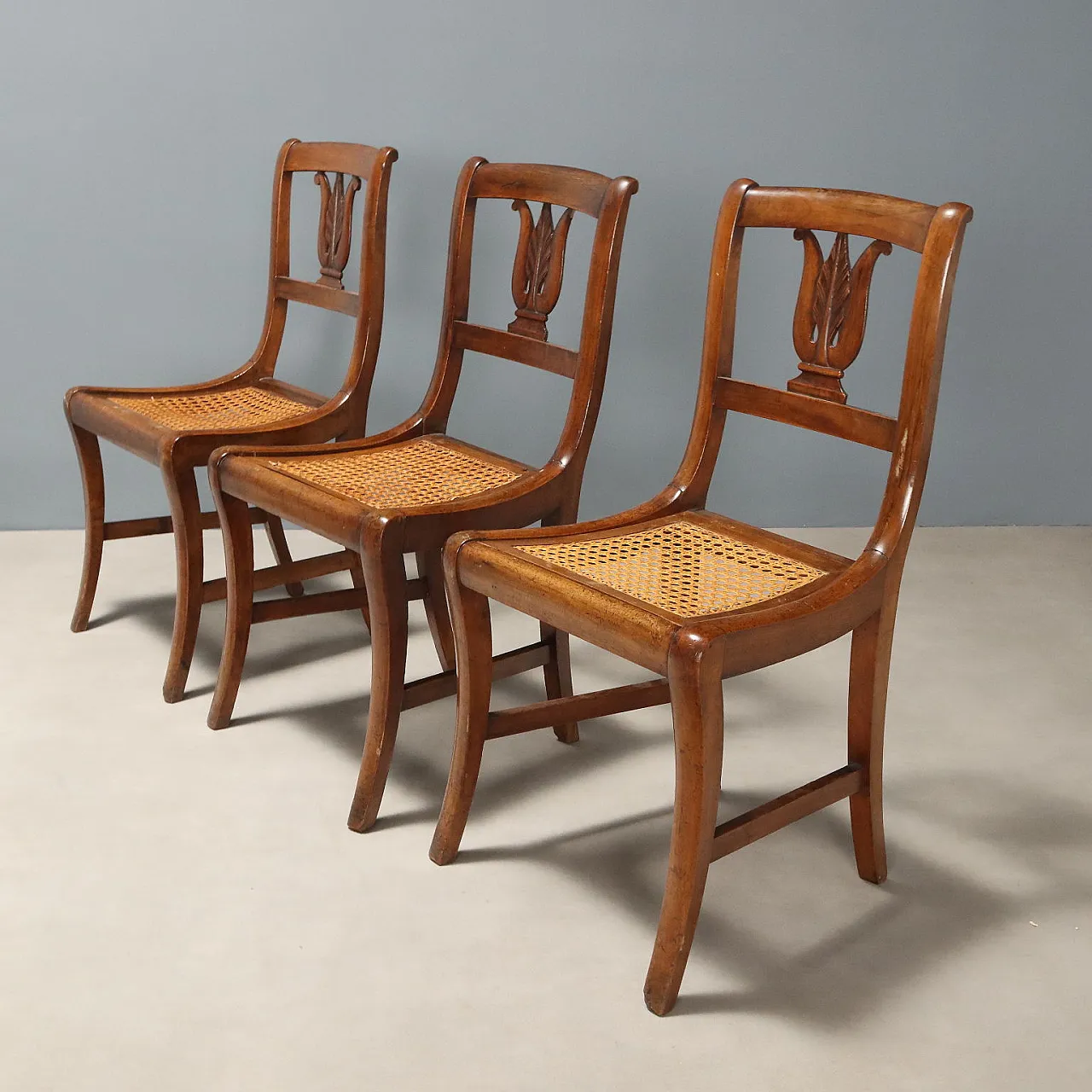 6 Sedie in noce e paglia di Vienna, metà '800 4