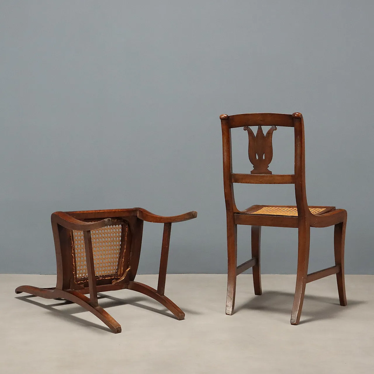 6 Sedie in noce e paglia di Vienna, metà '800 10