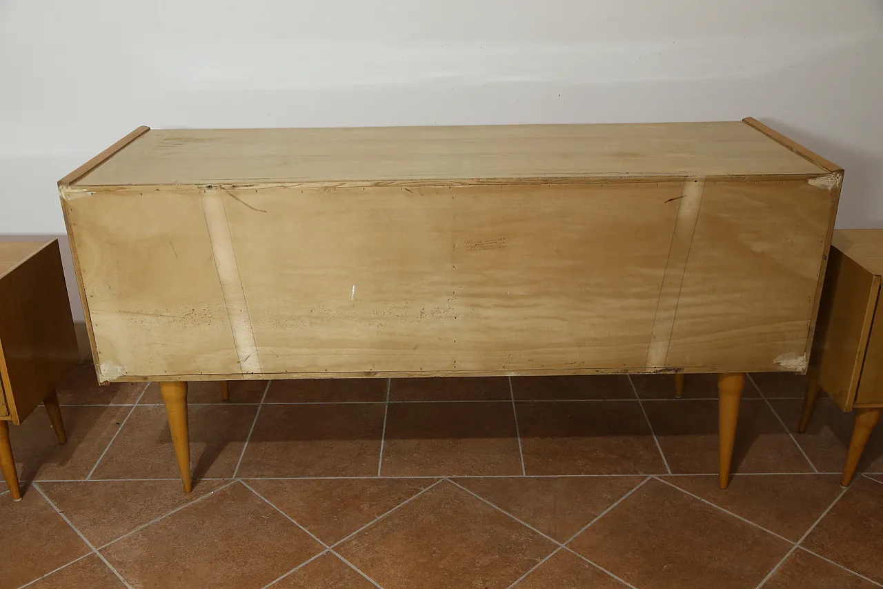 Birch bedroom bedside table and dresser by Mario Toresan, 70s 19