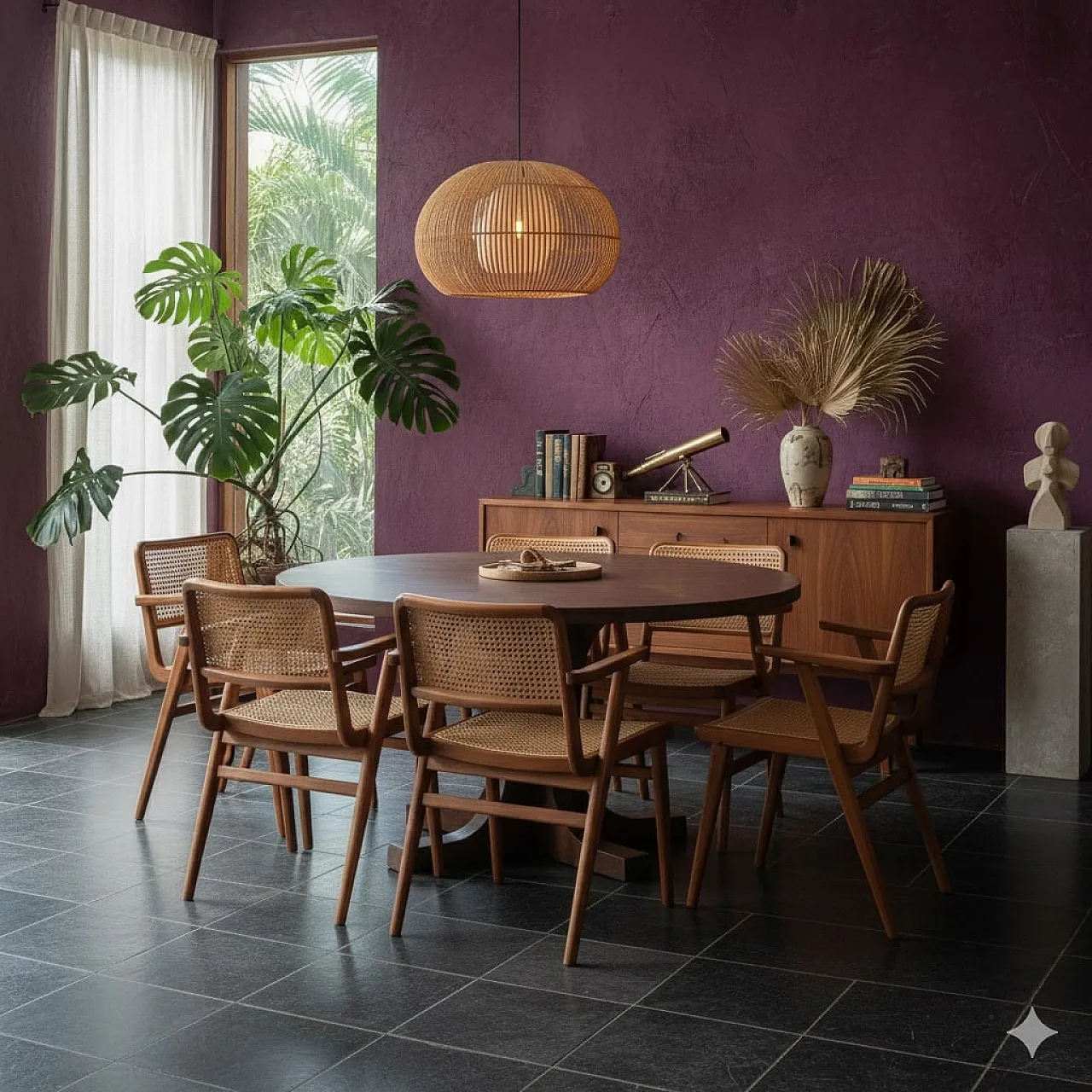 Tavolo da pranzo in legno impiallacciato esotico, '900 2