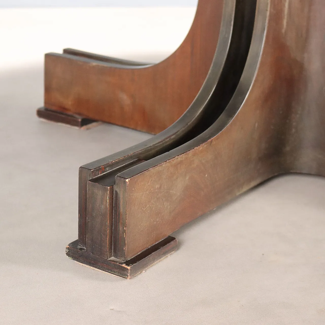 Tavolo da pranzo in legno impiallacciato esotico, '900 10