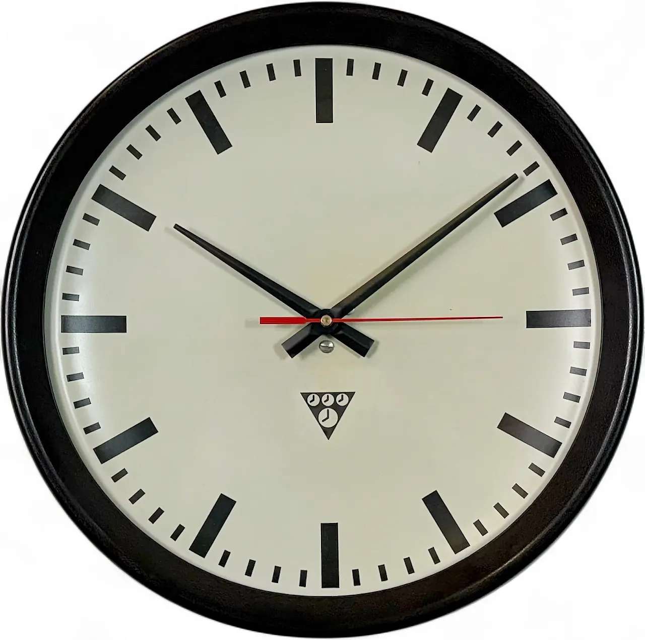 Industrial Brown Bakelite Factory Wall Clock from Pragotron, 1960s 18