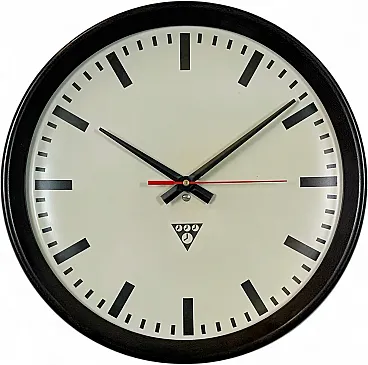 Industrial Brown Bakelite Factory Wall Clock from Pragotron, 1960s