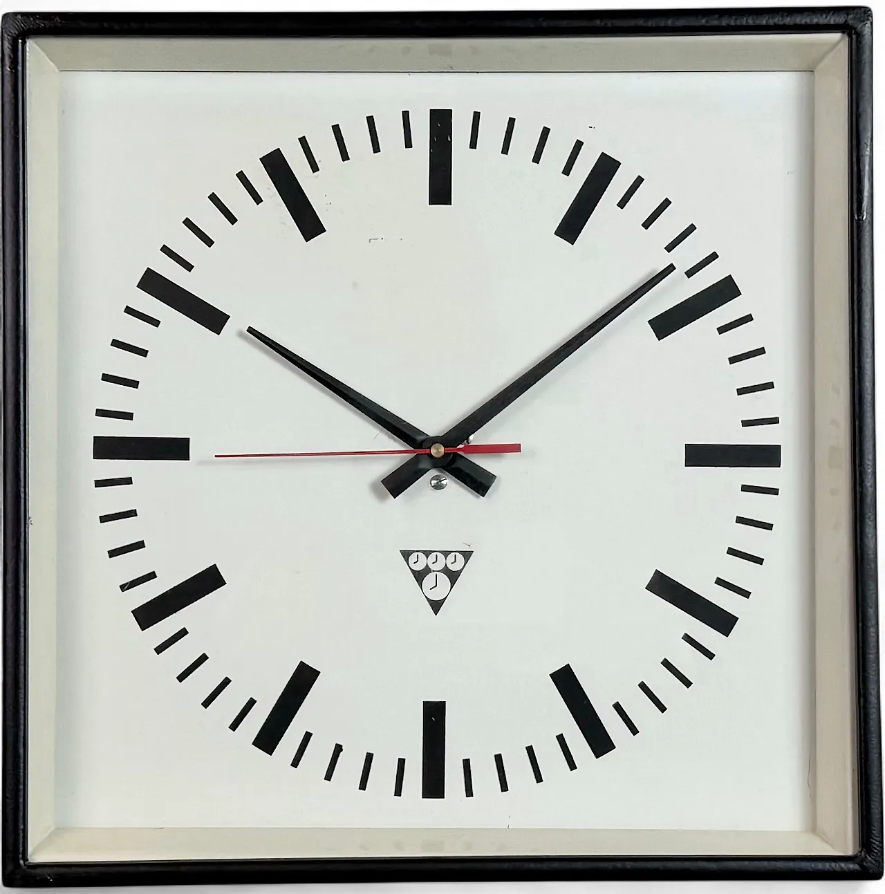 Black Industrial Square Wall Clock from Pragotron, 1970s 19