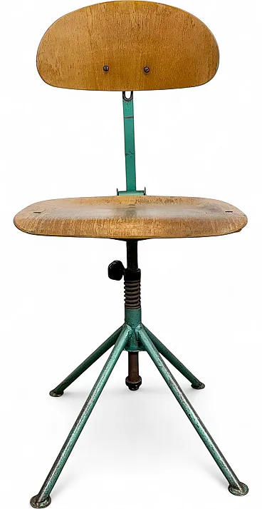 Dark Green Industrial Workshop Chair, 1950s