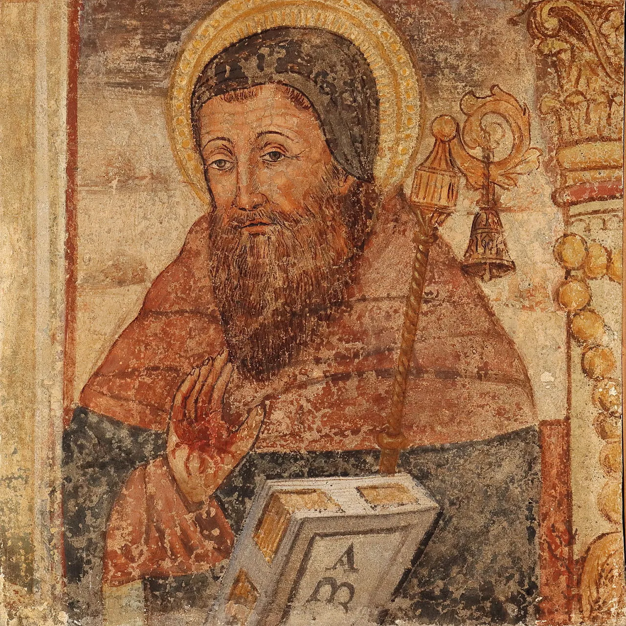 Strappo di finto affresco di Sant'Antonio Abate, '800 3
