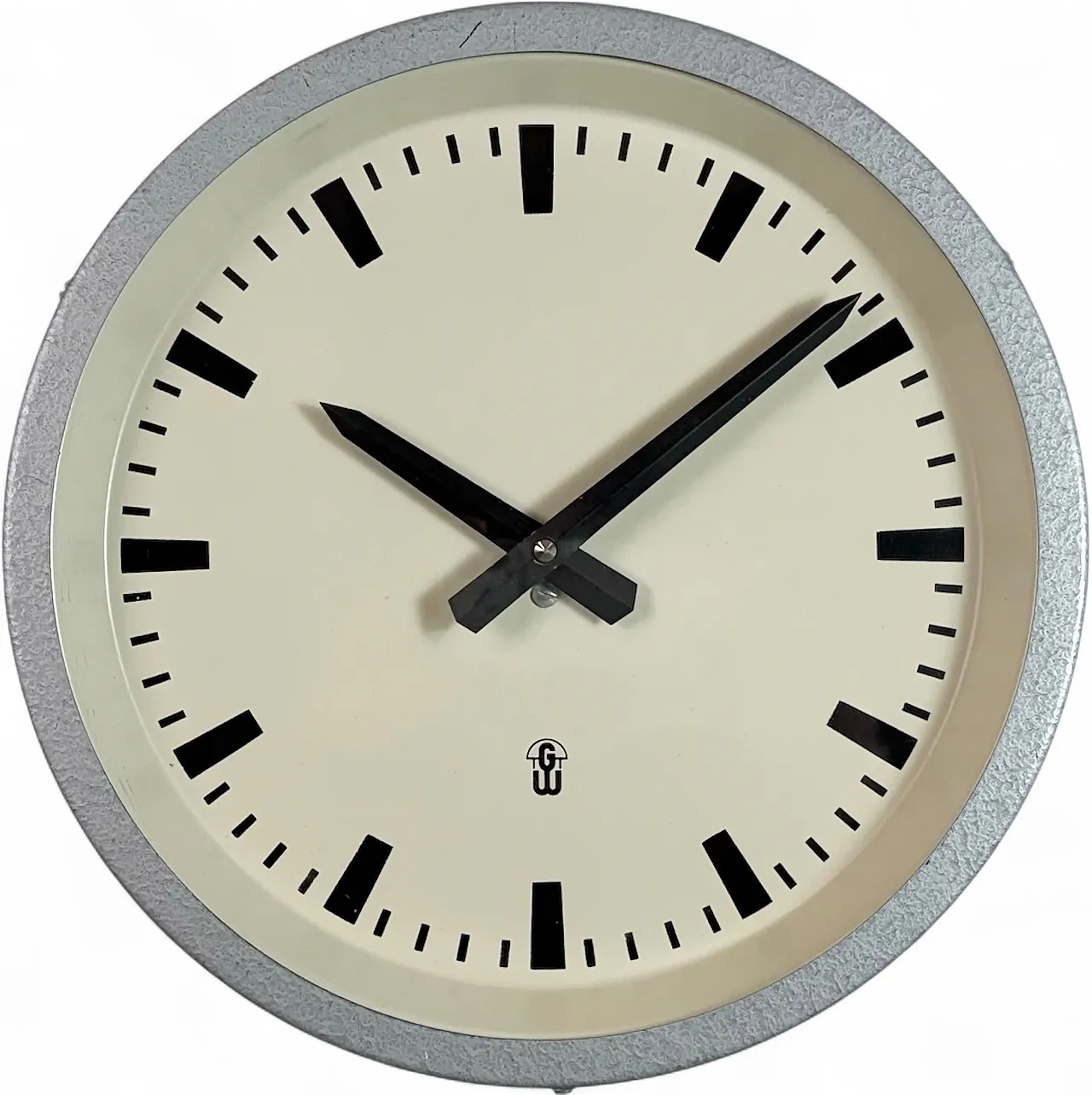 Grey Industrial East German Wall Clock from GW, 1960s 18