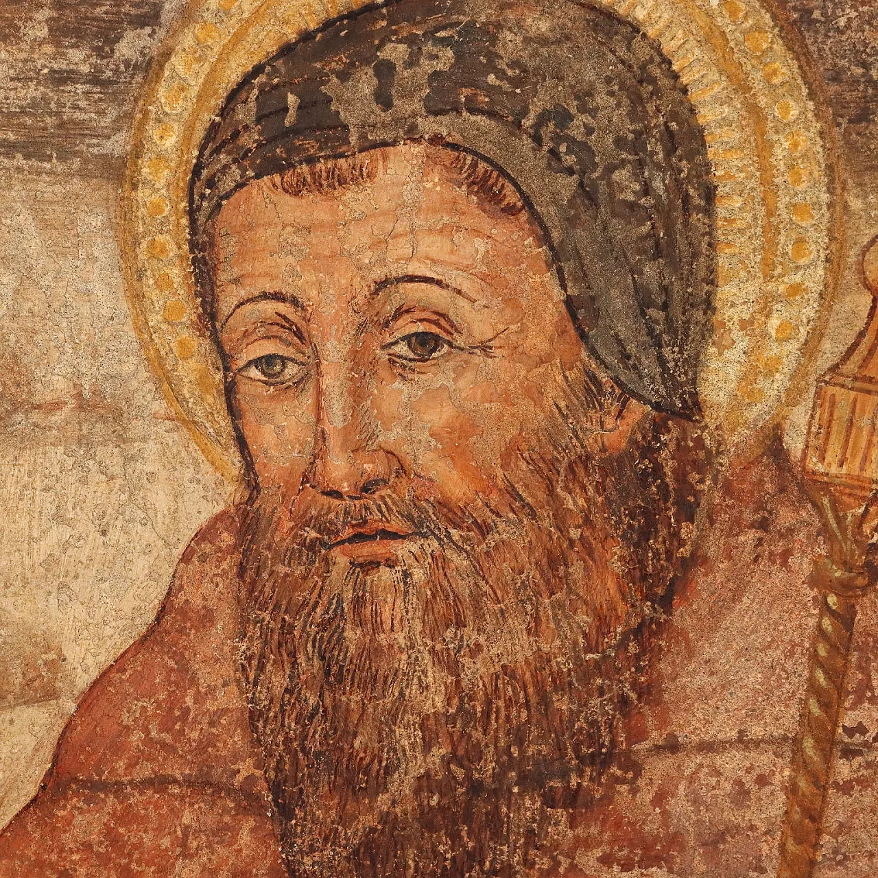 Strappo di finto affresco di Sant'Antonio Abate, '800 4
