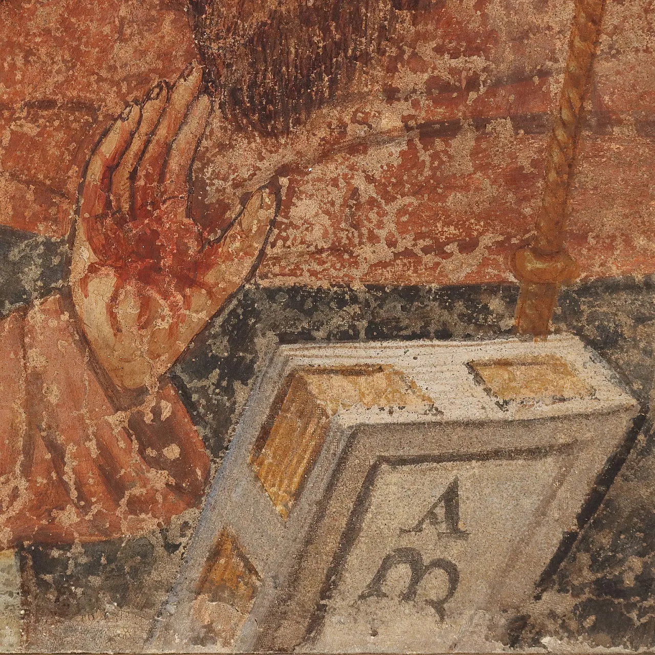Strappo di finto affresco di Sant'Antonio Abate, '800 6