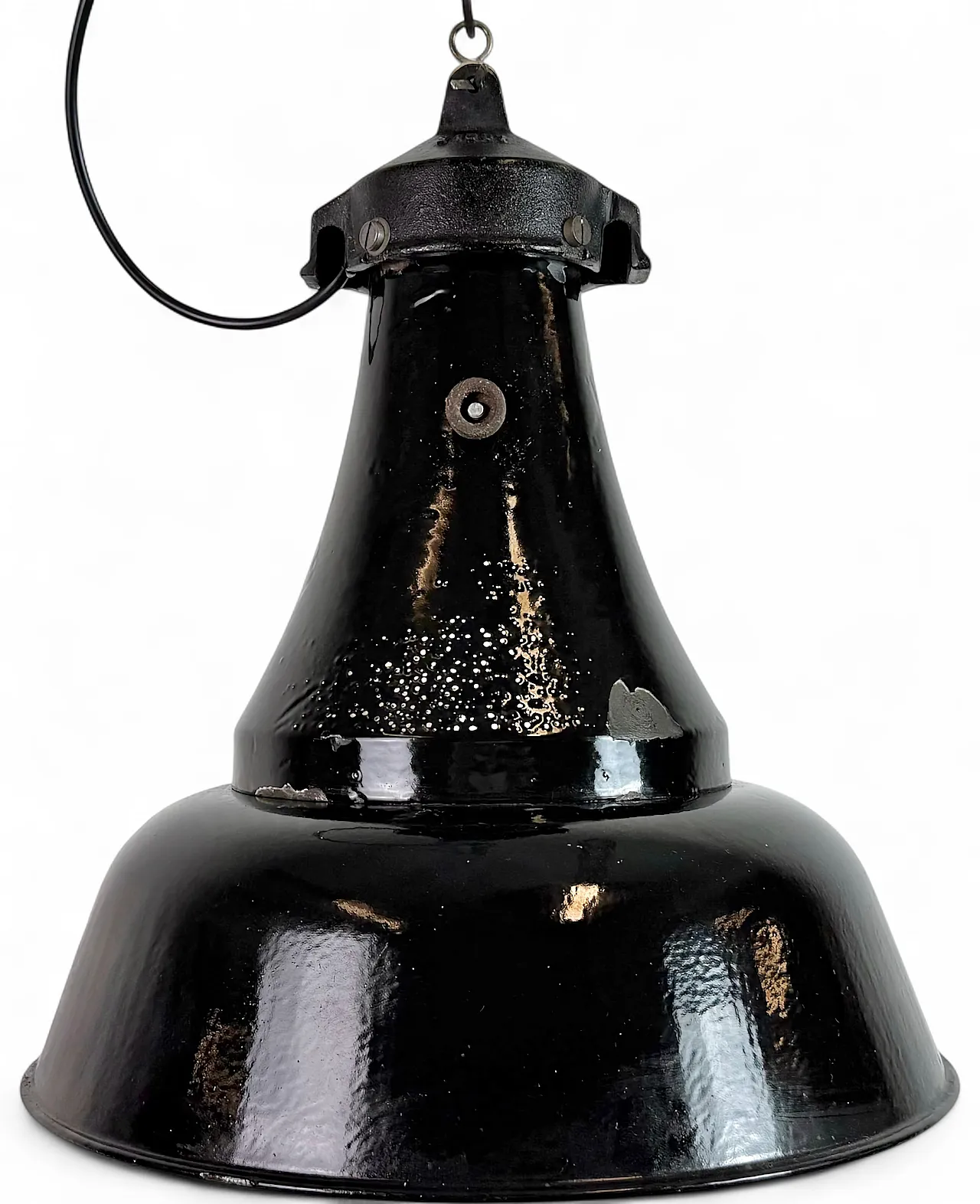 Industrial Black Enamel Bauhaus Pendant Lamp, 1930s 19