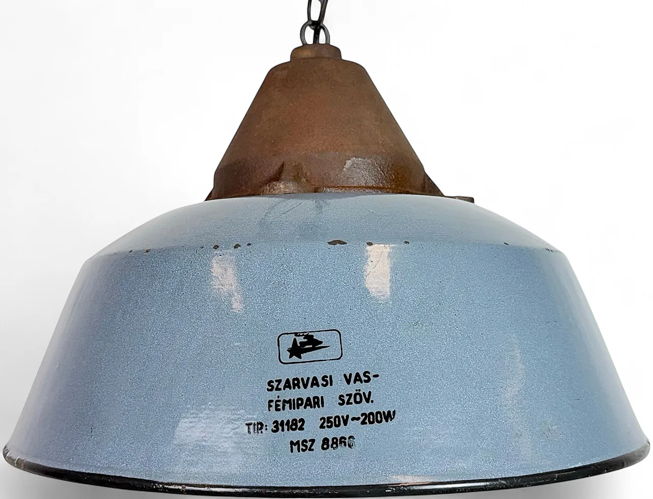 Industrial Grey Enamel and Cast Iron Pendant Light, 1960s 17
